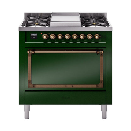 ILVE Nostalgie II Noblesse 36″ Dual Fuel Range with Solid Door - UN36FQNMP