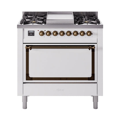ILVE Nostalgie II Noblesse 36″ Dual Fuel Range with Solid Door - UN36FQNMP