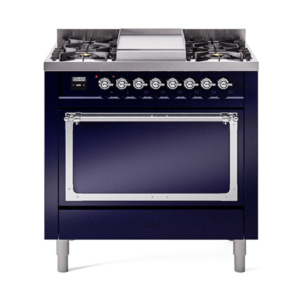 ILVE Nostalgie II Noblesse 36″ Dual Fuel Range with Solid Door - UN36FQNMP