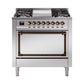 ILVE Nostalgie II Noblesse 36″ Dual Fuel Range with Solid Door - UN36FQNMP
