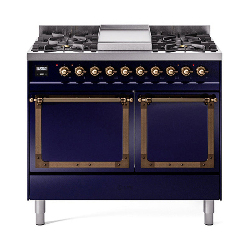 ILVE Nostalgie II Noblesse 40″ Dual Fuel Freestanding Range 6 Sealed Burners + Griddle with Solid Door - UND40FQNMP