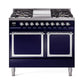 ILVE Nostalgie II Noblesse 40″ Dual Fuel Freestanding Range 6 Sealed Burners + Griddle with Solid Door - UND40FQNMP