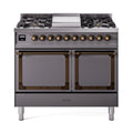 ILVE Nostalgie II Noblesse 40″ Dual Fuel Freestanding Range 6 Sealed Burners + Griddle with Solid Door - UND40FQNMP