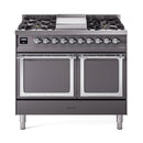 ILVE Nostalgie II Noblesse 40″ Dual Fuel Freestanding Range 6 Sealed Burners + Griddle with Solid Door - UND40FQNMP