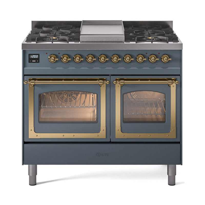 ILVE Nostalgie II Noblesse 40" Dual Fuel Freestanding Range with 9 Sealed Burners + Griddle Triple Glass Door - UND40FNMP