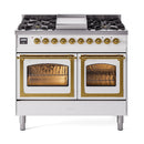 ILVE Nostalgie II Noblesse 40" Dual Fuel Freestanding Range with 9 Sealed Burners + Griddle Triple Glass Door - UND40FNMP