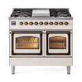 ILVE Nostalgie II Noblesse 40" Dual Fuel Freestanding Range with 9 Sealed Burners + Griddle Triple Glass Door - UND40FNMP