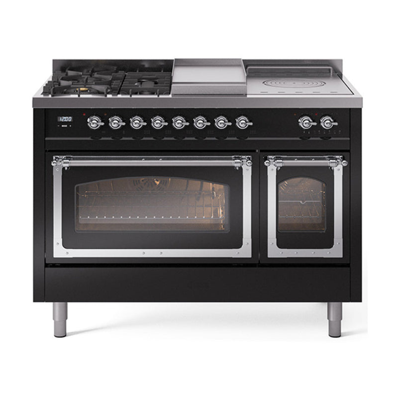 ILVE Nostalgie II Noblesse 48" Dual Fuel Freestanding Range 5 Sealed Burners + Griddle + French Top with Triple Glass Door - UN48FSNMP