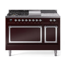 ILVE Nostalgie II Noblesse 48" Dual Fuel Freestanding Range 5 Sealed Burners + Griddle + French Top with Solid Door - UN48FSQNMP