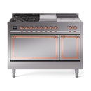 ILVE Nostalgie II Noblesse 48" Dual Fuel Freestanding Range 5 Sealed Burners + Griddle + French Top with Solid Door - UN48FSQNMP