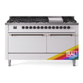 ILVE Nostalgie II Noblesse 60″ Dual Fuel Freestanding Range 9 Sealed Burners + Griddle with Solid Door - UN60FQNMP