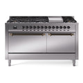 ILVE Nostalgie II Noblesse 60″ Dual Fuel Freestanding Range 9 Sealed Burners + Griddle with Solid Door - UN60FQNMP