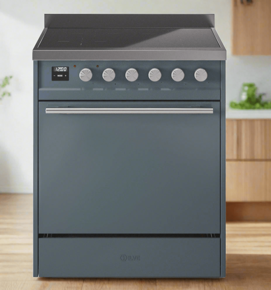 ILVE Professional Plus II 30" Electric Range with 4 Induction Elements Solid Door with Stainless Steel knobs - UPI304QMP