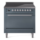 ILVE Professional Plus II 36" Electric Range with 6 Induction Elements Solid Door with Stainless Steel knobs - UPI366QMP