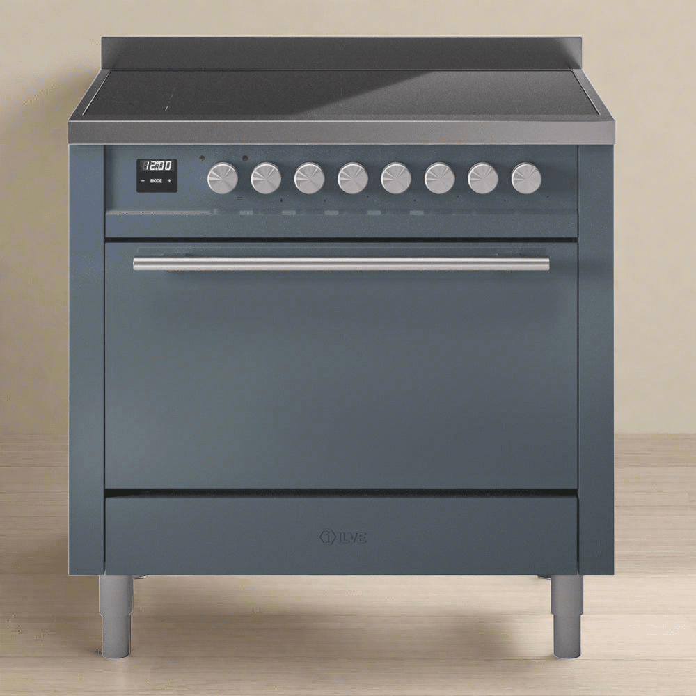 ILVE Professional Plus II 36" Electric Range with 6 Induction Elements Solid Door with Stainless Steel knobs - UPI366QMP