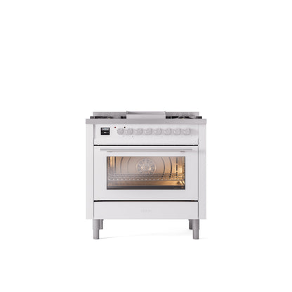 ILVE Professional Plus II 36-Inch Freestanding Dual Fuel Range with 6 Sealed Burner - UP36FWMP