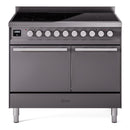 ILVE Professional Plus II 40" Electric Range with 6 Induction Elements Solid Door with Stainless Steel knobs - UPDI406QMP