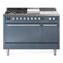 ILVE Professional Plus II 48" Dual Fuel Range with 5 Sealed Burners + Griddle + French Top Solid Door - UP48FSQMP