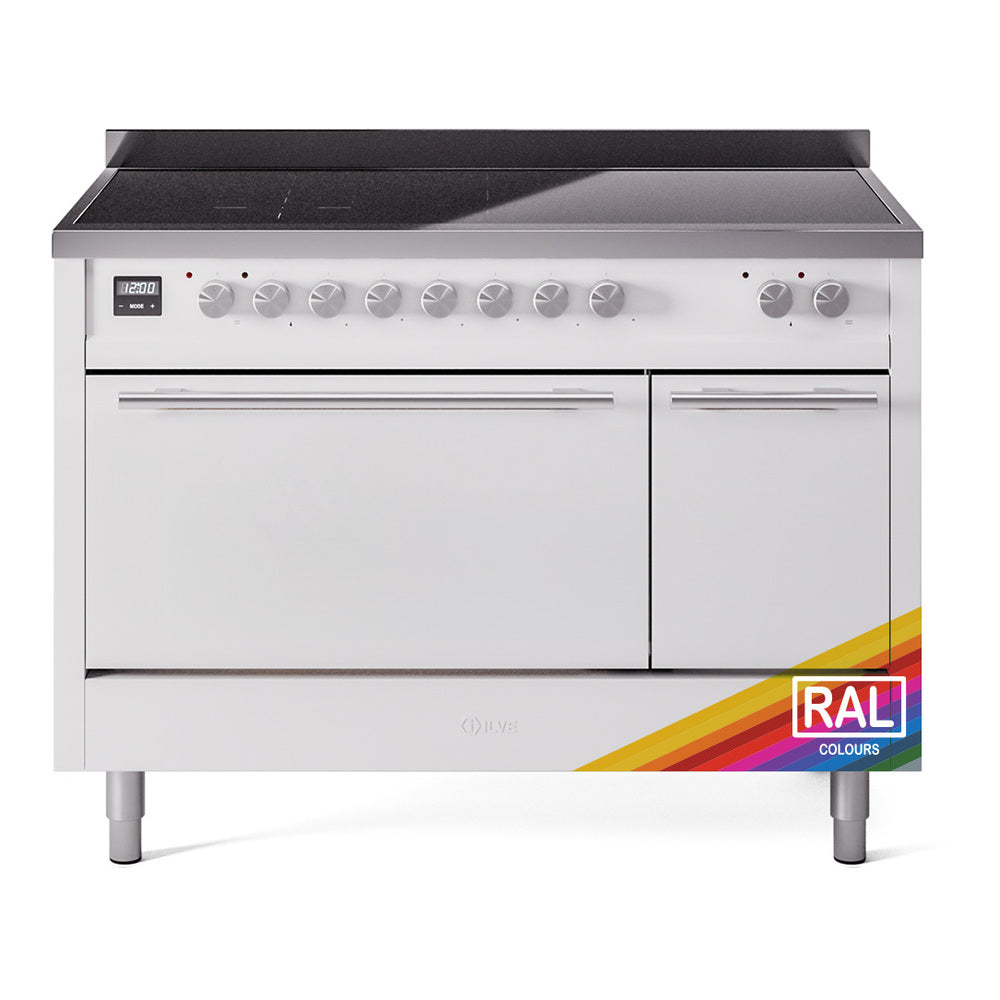 ILVE Professional Plus II 48" Electric Range with 6 Induction Elements Solid Door with Stainless Steel knobs - UPI486QMP