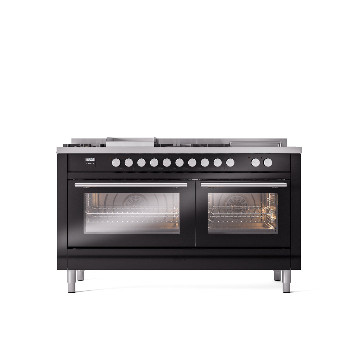 ILVE Professional Plus II 60 Inch Dual Fuel Freestanding Range in Stainless Steel with Trim - UP60FSWMP
