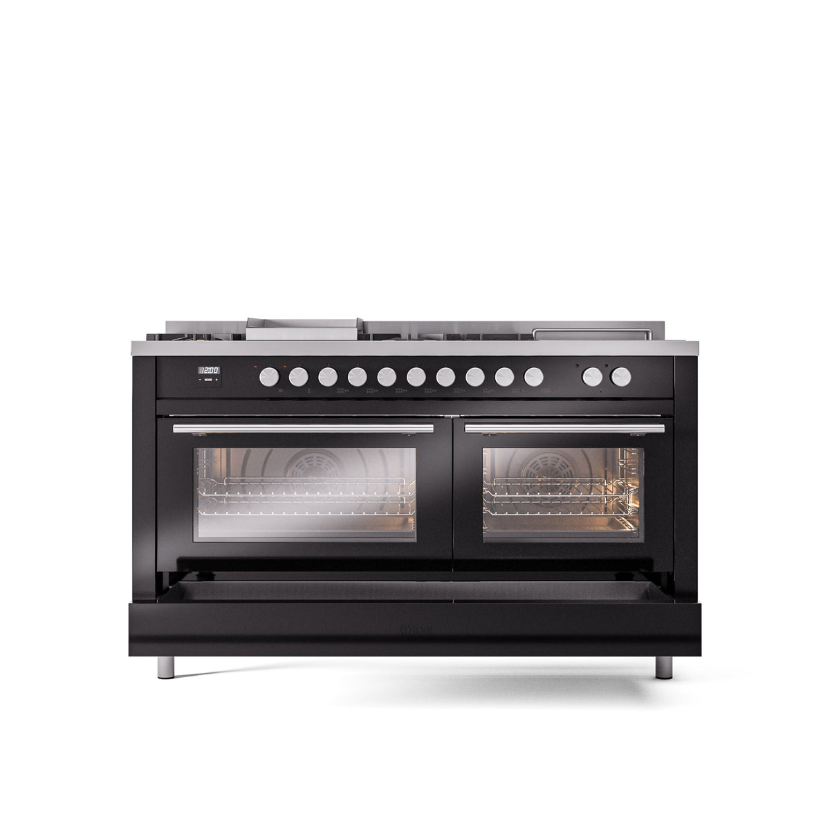 ILVE Professional Plus II 60 Inch Dual Fuel Freestanding Range in Stainless Steel with Trim - UP60FSWMP