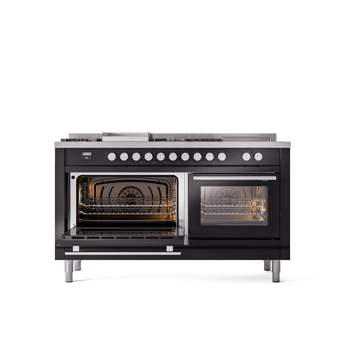 ILVE Professional Plus II 60 Inch Dual Fuel Freestanding Range in Stainless Steel with Trim - UP60FSWMP