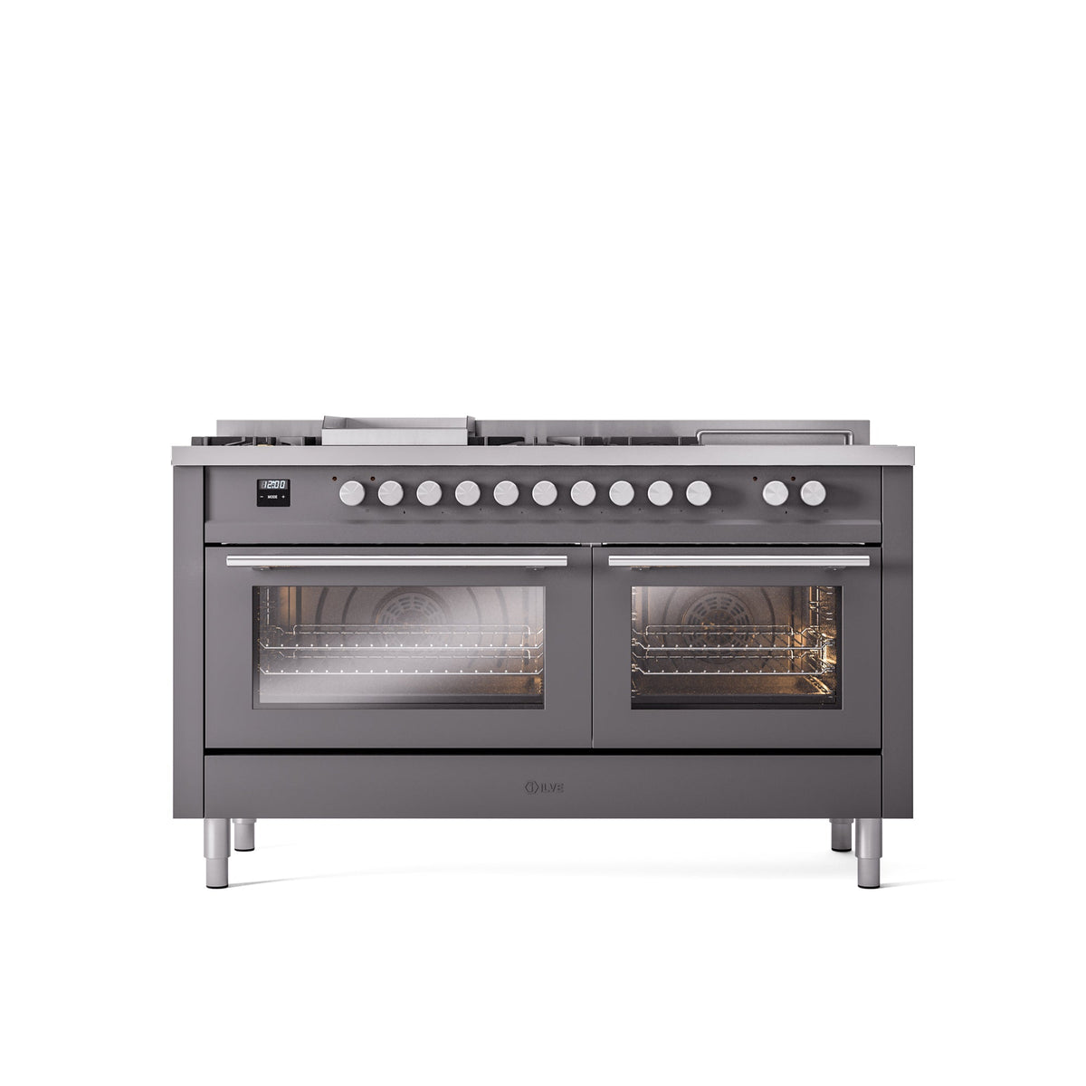 ILVE Professional Plus II 60 Inch Dual Fuel Freestanding Range in Stainless Steel with Trim - UP60FSWMP