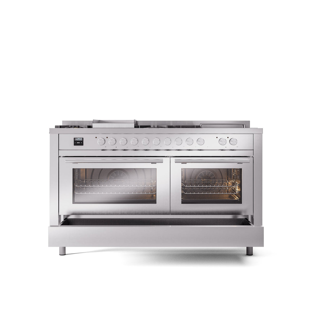 ILVE Professional Plus II 60 Inch Dual Fuel Freestanding Range in Stainless Steel with Trim - UP60FSWMP