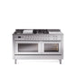 ILVE Professional Plus II 60 Inch Dual Fuel Freestanding Range in Stainless Steel with Trim - UP60FSWMP