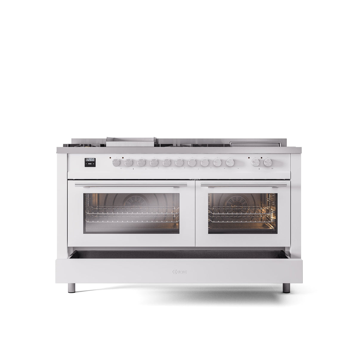 ILVE Professional Plus II 60 Inch Dual Fuel Freestanding Range in Stainless Steel with Trim - UP60FSWMP