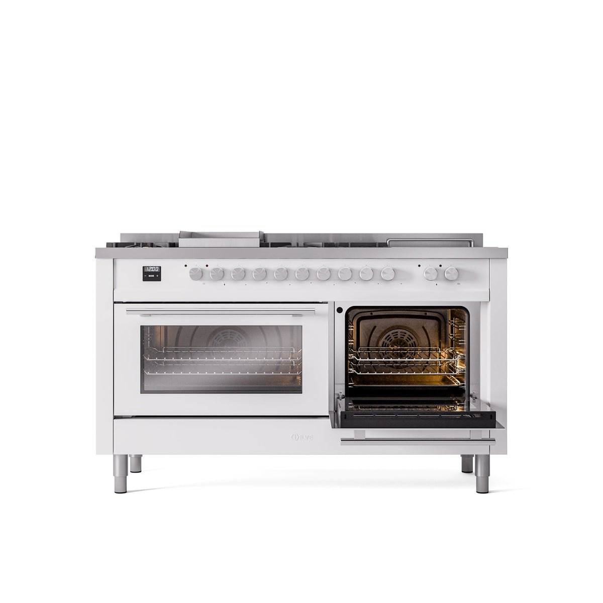 ILVE Professional Plus II 60 Inch Dual Fuel Freestanding Range in Stainless Steel with Trim - UP60FSWMP