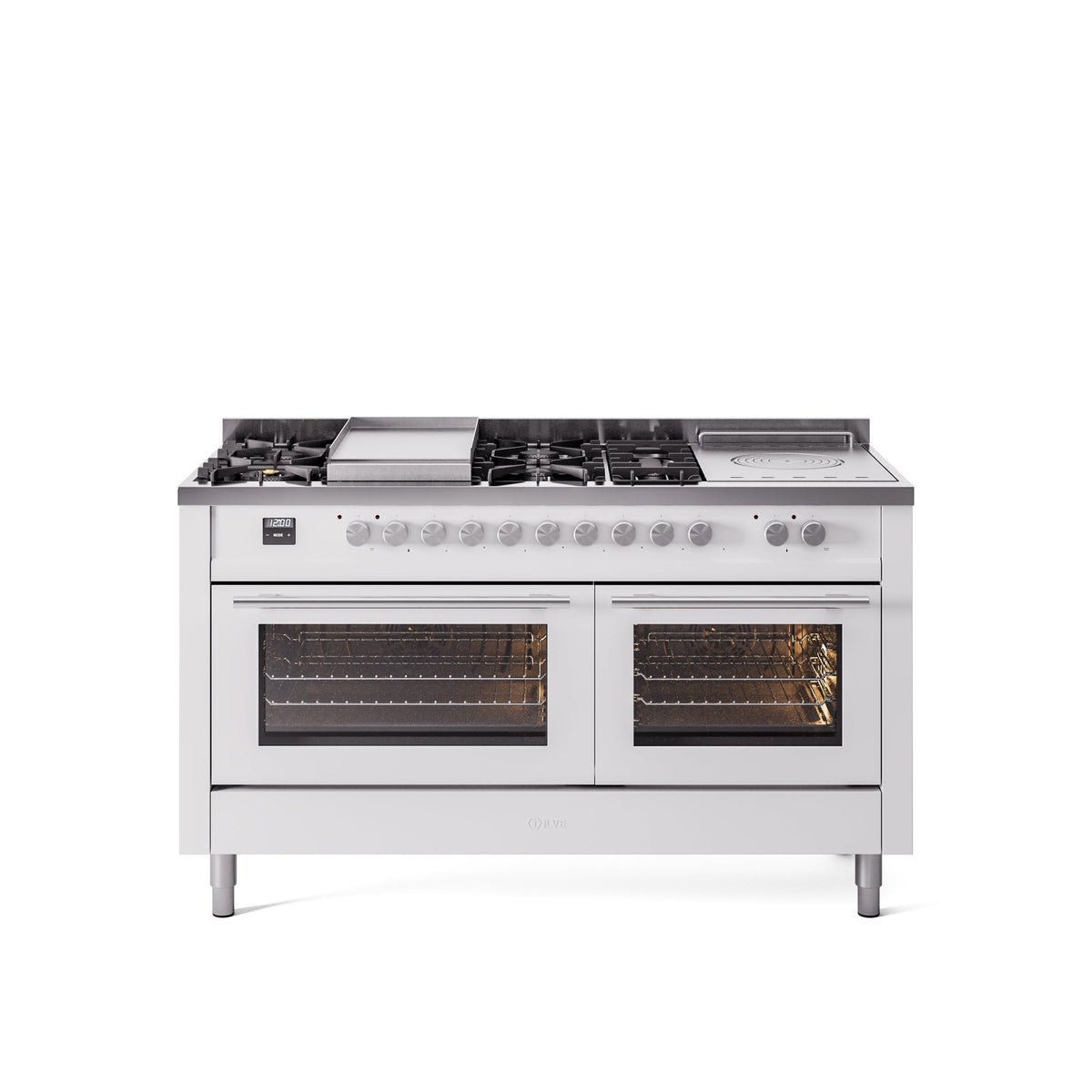 ILVE Professional Plus II 60 Inch Dual Fuel Freestanding Range in Stainless Steel with Trim - UP60FSWMP