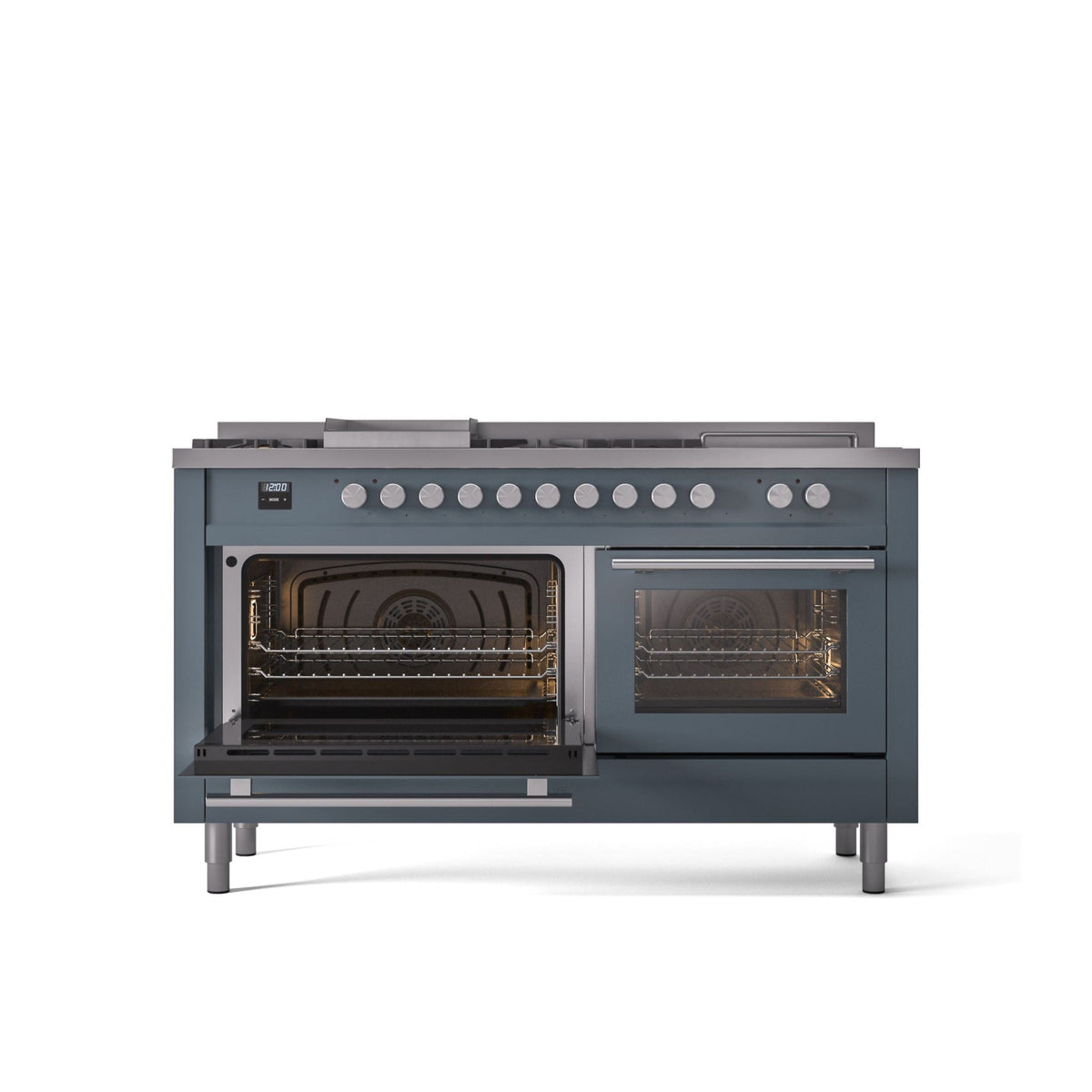 ILVE Professional Plus II 60 Inch Dual Fuel Freestanding Range in Stainless Steel with Trim - UP60FSWMP