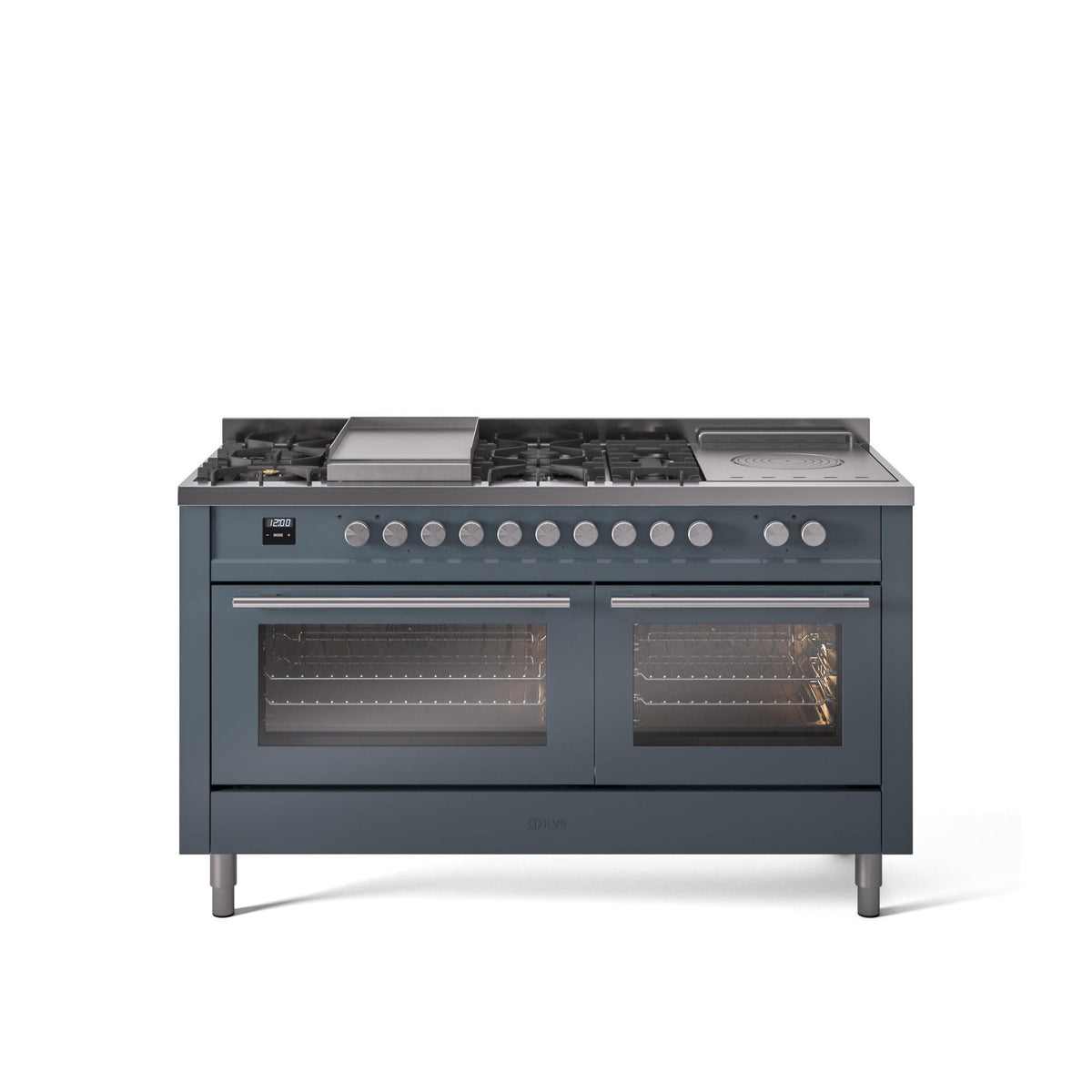 ILVE Professional Plus II 60 Inch Dual Fuel Freestanding Range in Stainless Steel with Trim - UP60FSWMP