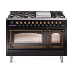 ILVE Nostalgie II Noblesse 48" Dual Fuel Freestanding Range 8 Sealed Burners + Griddle with Triple Glass Door - UN48FNMP