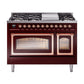 ILVE Nostalgie II Noblesse 48" Dual Fuel Freestanding Range 8 Sealed Burners + Griddle with Triple Glass Door - UN48FNMP
