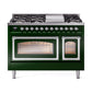 ILVE Nostalgie II Noblesse 48" Dual Fuel Freestanding Range 8 Sealed Burners + Griddle with Triple Glass Door - UN48FNMP