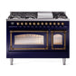 ILVE Nostalgie II Noblesse 48" Dual Fuel Freestanding Range 8 Sealed Burners + Griddle with Triple Glass Door - UN48FNMP
