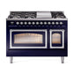 ILVE Nostalgie II Noblesse 48" Dual Fuel Freestanding Range 8 Sealed Burners + Griddle with Triple Glass Door - UN48FNMP