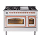 ILVE Nostalgie II Noblesse 48" Dual Fuel Freestanding Range 8 Sealed Burners + Griddle with Triple Glass Door - UN48FNMP