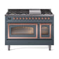 ILVE Nostalgie II Noblesse 48" Dual Fuel Freestanding Range 8 Sealed Burners + Griddle with Triple Glass Door - UN48FNMP