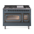 ILVE Nostalgie II Noblesse 48" Dual Fuel Freestanding Range 8 Sealed Burners + Griddle with Triple Glass Door - UN48FNMP