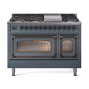 ILVE Nostalgie II Noblesse 48" Dual Fuel Freestanding Range 8 Sealed Burners + Griddle with Triple Glass Door - UN48FNMP