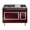 ILVE Nostalgie II Noblesse 48" Dual Fuel Freestanding Range 8 Sealed Burners + Griddle with Solid Door - UN48FQNMP