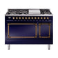 ILVE Nostalgie II Noblesse 48" Dual Fuel Freestanding Range 8 Sealed Burners + Griddle with Solid Door - UN48FQNMP