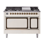 ILVE Nostalgie II Noblesse 48" Dual Fuel Freestanding Range 8 Sealed Burners + Griddle with Solid Door - UN48FQNMP