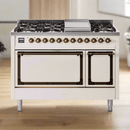 ILVE Nostalgie II Noblesse 48" Dual Fuel Freestanding Range 8 Sealed Burners + Griddle with Solid Door - UN48FQNMP