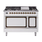 ILVE Nostalgie II Noblesse 48" Dual Fuel Freestanding Range 8 Sealed Burners + Griddle with Solid Door - UN48FQNMP