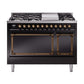 ILVE Nostalgie II Noblesse 48" Dual Fuel Freestanding Range 8 Sealed Burners + Griddle with Solid Door - UN48FQNMP