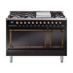 ILVE Nostalgie II Noblesse 48" Dual Fuel Freestanding Range 8 Sealed Burners + Griddle with Solid Door - UN48FQNMP